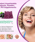 Calcium Magnesium Zinc Gummies - 1000Mg Calcium With Vitamin D3 & K2, Calcium Citrate Gummies For Bone, Muscle, Calm & Zzz Support -High Absorption Magnesium, Elderberry Flavored, 60 Count
