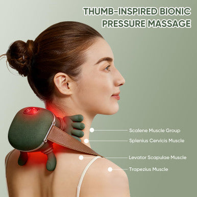 Creacare Bionic Neck Massager With Adjustable Heat Portable Deep Tissue 4D Kneading Electric Shoulder Massager Compact Design With Soft Silicone Massage Heads For Relaxation And Comfort