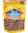 Blue Diamond Almonds Honey Roasted Snack Almonds, Party Salty Snack, Plant-Based Protein and Fiber, After School Snacks, Events, Holidays and Lunch, 16Oz, 1 Pound (Pack of 1)