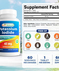 Best Naturals Potassium Iodide 65 mg - Dietary Supplement 60 Tablets (2 Bottles) (2)