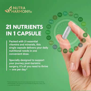 Bariatric Multivitamin - 45 Mg Iron Supplements - Made In Usa - For Women & Men - All-In-One 21 Essential Vitamins - Gastric Sleeve Support - Of Sugar Gluten & Soy - 90 Capsules