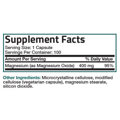 Bronson Magnesium Oxide High Potency - 400 MG 100 Count