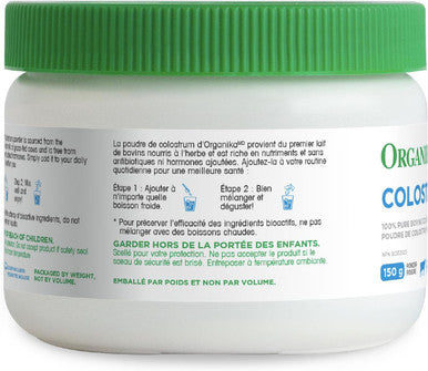 Organika Colostrum Powder (Bovine)- For Better Immune Support, Calcium Source For Stronger Bones, Promotes Gut Health - Grass-Fed | Non-Gmo, Clean And All-Natural Formula - 150G