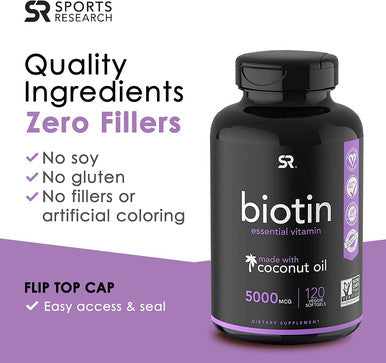 Sports Research Biotin 5000mcg 120ct Astaxanthin 6mg 120ct Bundle