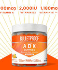 Bulletproof Vitamins A+D+K, 60 Sugar-Free Gummies, Strawberry Orange Flavor |1000Mcg K1, 900Mcg A, 180Mcg K2, 50Mcg D3 | Zinc With Copper, 15Mg Zinc, 2Mg Copper, 60 Capsules