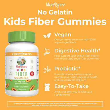 Maryruth Organics Nutritional Supplement 2 Month Supply Sugar Prebiotic for Kids Ages 2+ Gut Health and Digestion Support 3g Soluble Fiber Per Gummy 60 Count