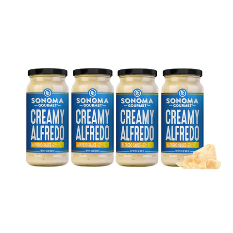 Sonoma Gourmet Creamy Alfredo Pasta Sauce, Made with Real Cream & Aged Parmesan, No Sugar Added, No Seed Oils, Egg Free, 15.5 oz Jars (Pack of 6)