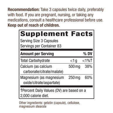 Nature'S Way Calcium & Magnesium Mineral Complex, 750 Mg Per Serving, 250 Capsules
