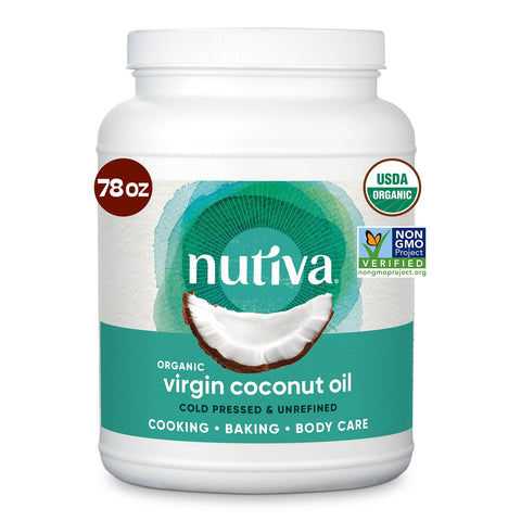 Nutiva Organic, Cold-Pressed, Unrefined, Virgin Coconut Oil from Fresh, non-GMO, Sustainably Farmed Coconuts, 15-ounce