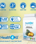 Bromelain 1200gdu 120 Capsules (V) . Purest- no additives. Vegan Capsules (not Tablets) for Inflammation, Swelling and Digestion. Made in The UK by Health4All