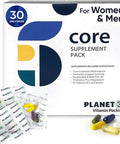 Planet 3 Vitamin Packs, Daily Vitamins For Immune, Energy, Heart & Vision Support Multivitamins, Vitamin D, Probiotics, Omega 3, Methyl B12 Core Supplements For Women And Men 30 Daily Packs