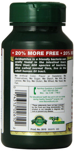 Nature's Bounty Probiotic Acidophilus 240 Tablets (2 X 120 Count Bottles)