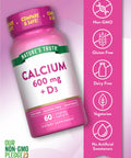 Nature's Truth Calcium 600 mg with Vitamin D3 Coated Caplets Calcium Carbonate Vegetarian NonGMO and Gluten Free Supplement Calcium Carbonate Vegetarian NonGMO and Gluten Free Supplement