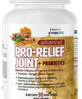 AzmaBiotech Advanced Pro-Relief Joint Synbiotic | Turmeric, Ginger, and Black Pepper + 5 Strains Probiotics 10 Billion CFU/g | 90 Veggie Capsules