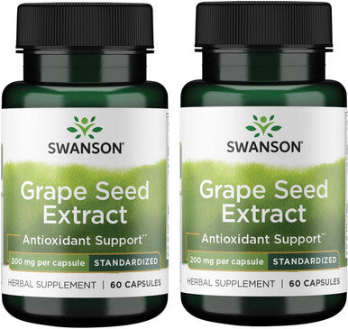 Swanson Grape Seed Extract (Standardized) 200 Milligrams 60 Capsules (2 Pack)