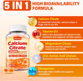 Calcium Citrate Supplement Gummies For Adult - Sugar Calcium Citrate 1200 Mg With Magnesium 300 Mg & Vitamin D3 - Organic Chewable Calcium Supplements For Women & Men
