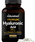 NatureBell Hyaluronic Supplements 250mg | 240 Capsules, with Biotin 5000mcg & Vitamin C 25mg, 3 in 1 Support - Skin Hydration, Joint Lubrication, Hair and Eye Health