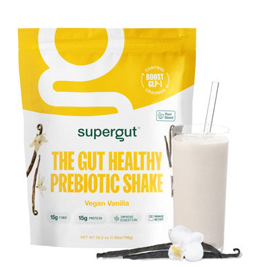 Supergut Prebiotic Shakes | Meal Replacement | Boost GLP-1 | High Protein and Fiber | No Added Sugar | Keto Food Meal Snack (Vegan Vanilla 14 servings)
