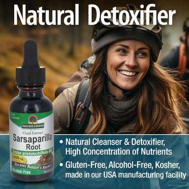 Nature'S Answer Sarsaparilla Root Organic 1 Ounce Extract - Supports Liver Function Detoxification Cleanse Support - Parasite Cleanse - Alcohol Gluten Kosher Made in USA