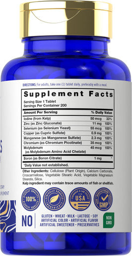Trace Minerals | 200 Tablets | Full Spectrum Supplement | Non-Gmo & Gluten Free Complex | By Vital Trace