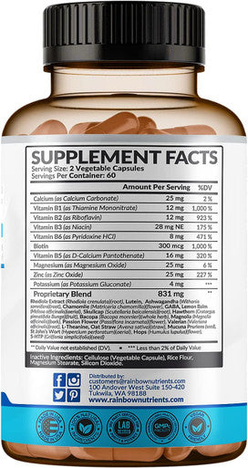 28 In 1 Calm Mood Support Supplement- Natural Happy Pills For Occasional Anxiousness & Stress, Worry Feelings, Relaxation, Mental Clarity Max Sleep & Mood Support For Women & Men120 Vegan Capsules