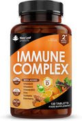 Vitamin D Tablets - Immune Booster Complex - Enriched With Immune System Vitamins C, D, B12, Zinc, Turmeric & Elderberry - Immune Support Made In The Uk Immunity Booster By Leaf 120 Tablets