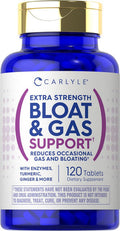 Carlyle Bloat & Gas Support for Men & Women | 120 Tablets | Extra Strength Pills | Supplement with Enzymes Turmeric Ginger & More | Non-GMO & Vegetarian Formula