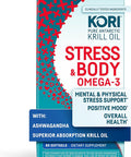 Kori Stress & Body Adaptogen Supplement - Krill Oil & Ashwagandha/Omega-3 Fatty Acids for Heart, Brain, Eye, & Joint Health/Occasional Stress, Mood, & Sleep Support / 80 softgels