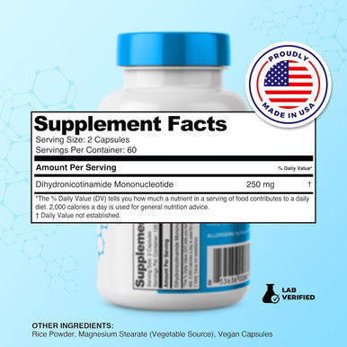 Nmnh: Dihydronicotinamide Mononucleotide (120 Capsules) Nad+ Support Nr Nad Supplement