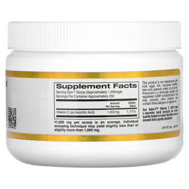 Gold C Powder By California Gold Nutrition - Usp Grade Vitamin C Powder - Immune Support & Seasonal Wellness - Vegetarian Friendly - Gluten Free, Non-Gmo - Quality Tested - 1000 Mg - 8.81 Oz (250 G)