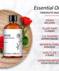 Rose Oil for Skin Care Stress Relief,Natural Rose Essential Oil for Diffuser Aromatherapy Massage Fragrance DIY -3.38 Fl Oz