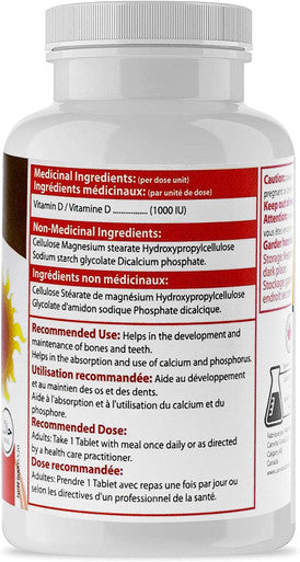 Canvita Halal Vitamin D 1000IU For Adults All-In-One for Immunity, Bones, and Teeth Support FDA and GMP-Approved Delicious Chewable Tablet Made in Canada