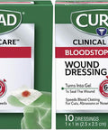 Curad Bloodstop Hemostatic Gauze Helps Stop Bleeding Quickly 1" x 1" 10 Count (Pack of 2)