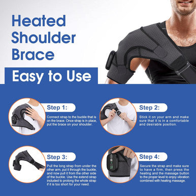 Cordless Shoulder Heating Pad, Heated Shoulder Wrap With Vibration, Shoulder Massager Heated Shoulder Brace For Women Men
