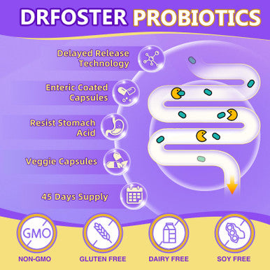 Drfoster Probiotics For Women & Men Digestive Health'120 Billion Cfus Prebiotics