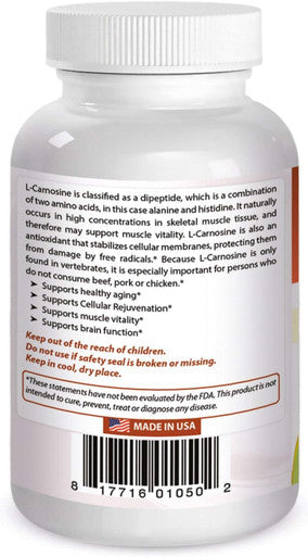 Best Naturals L-Carnosine 500 mg 100 Vcaps (100 Count (Pack of 1))