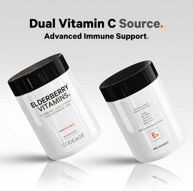 Codeage Elderberry Vitamins - Organic Fermented Elderberry Blend Vitamin C from Ascorbic Acid & Organic Acerola Cherries Vitamin D3 Zinc Elderberry Fruit Pills Sambucus Berries - 90 Capsules