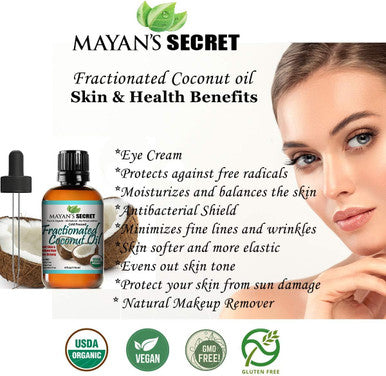 Organic Fractionated Coconut Oil, For Aromatherapy Relaxing Massage, Carrier Oil for Diluting Essential Oils, Hair & Skin Care Benefits, Moisturizer & Softener