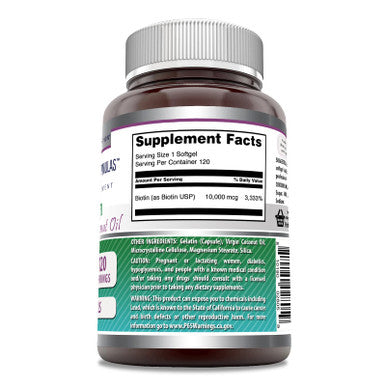 Amazing Formulas Biotin 10000Mcg With Extra Virgin Organic Coconut Oil 120 Softgels | Non-Gmo | Gluten Free | Made In Usa