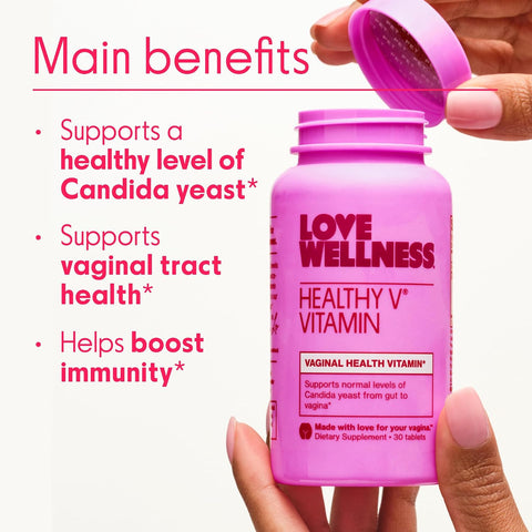 Love Wellness Healthy V Vitamin Women'S Vaginal Health Supplement Ph Balance Gut Health & Immune Support Supplement Balance Of Candida Yeast With Turmeric Garlic & Coconut Oil 30 Count