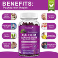 Calcium Magnesium Zinc Gummies With High Absorption Magnesium Glycinate 200Mg, Potassium -Plant Calcium Supplement W/ D3 & Sea Moss For Bone, Muscles, Calm Mood & Sleep Support- Kids & Adults (1 Pack)