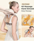 4D Deep Neck Massager, Cordless Tissue Kneading Massage With Heating Function, Shiatsu Neck And Shoulder Massage Pillow For Neck, Traps, Back And Leg Pain Relief, Gifts For Men Or Women(Onion White)