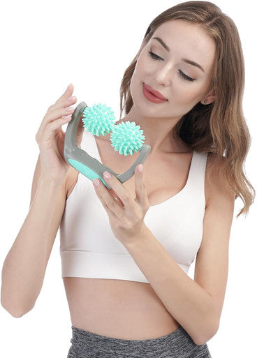 Coolife Fascia Release Spiky Massage Roller, Cellulite Massager - Deep Tissue Massage Tool For Neck Shoulder Legs, 2 Balls Pressure Trigger Point Myofascial Manual Body Massager For Women Men