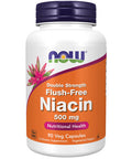 NOW Niacin (Vitamin B-3) 500 mg Flush-Free Double Strength 90 Veg Capsules
