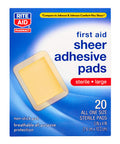 Rite Aid Sheer Adhesive Bandages with Non Stick Pad, 3" x 4" - 20 Count | Wound Care Supplies | Bandage Wrap | First Aid Supplies | Medical Tape for Skin Bandages | Bandage Wrap