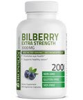 Bronson Bilberry Extra Strength 3000 mg Vaccinium Myrtillus, Promotes Eye Health and Supports Healthy Vision - Non GMO, 200 Vegetarian Capsules