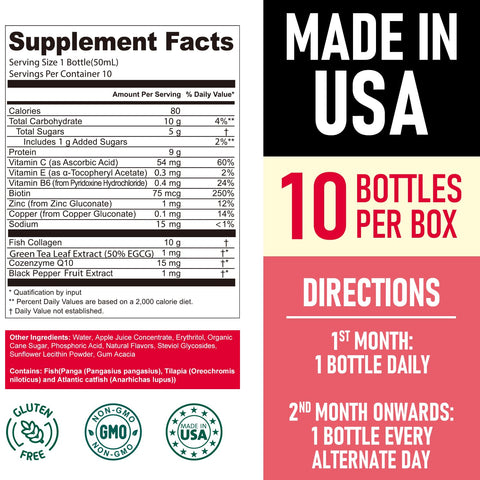 Heivy Marine Liquid Collagen For Women 10000Mg 133 Higher Absorption Coq10 Biotin Vitamins Usa Gmp 3Rd Party Tested Non-Gmo Gluten Free 50Ml 10 Bottles