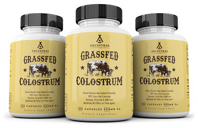 Ancestral Supplements Grass Fed Colostrum Supports Immune, Gut, Growth and Repair (180 Capsules)