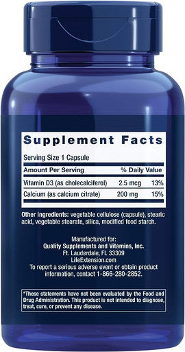 Life Extension Calcium Citrate with Vit D 200 vegcaps