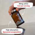 Zooki 100mg Liposomal Iron Bis-Glycinate Capsules 4X Higher Absorption Support Red Blood Cells Immunity Energy Natural Ingredients (30 Servings)